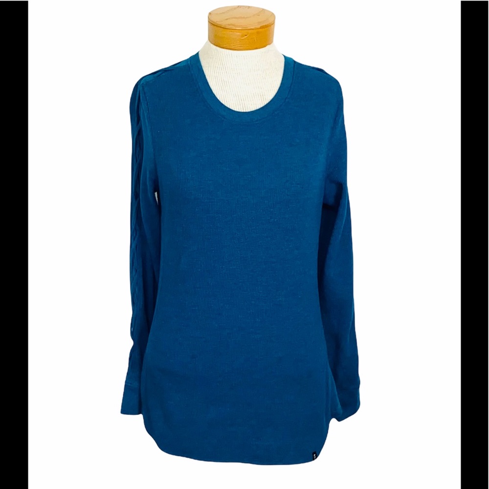 Marc New York Dark Teal Waffle Fabric Top L